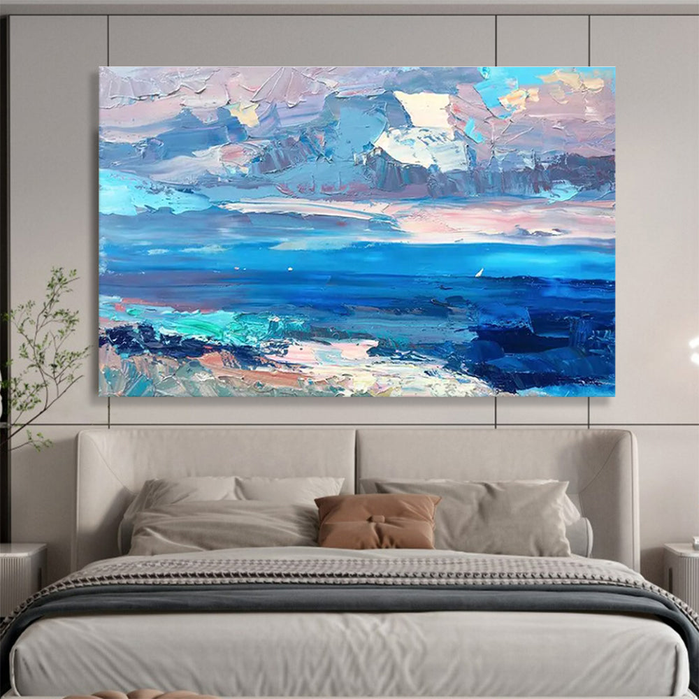 Sea and Sky Abstract Painting for Coastal Home Living Rooms YHT440