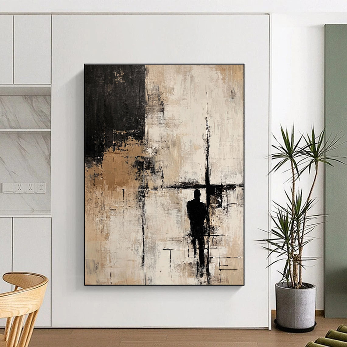 Silhouette - Themed Neutral - Tones Abstract Painting for Thoughtful Study Rooms GAB0910