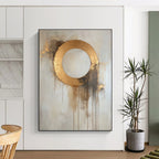Gold Circle Abstraction - Elegant Minimalist Abstract Painting GAB0584
