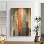 Earth - Toned Abstract Structure Painting for Rustic - Inspired Cafes HENG113