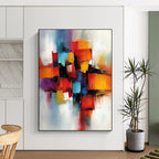 Colorful Cubic Abstract Painting with Vibrant Blocks WINK670