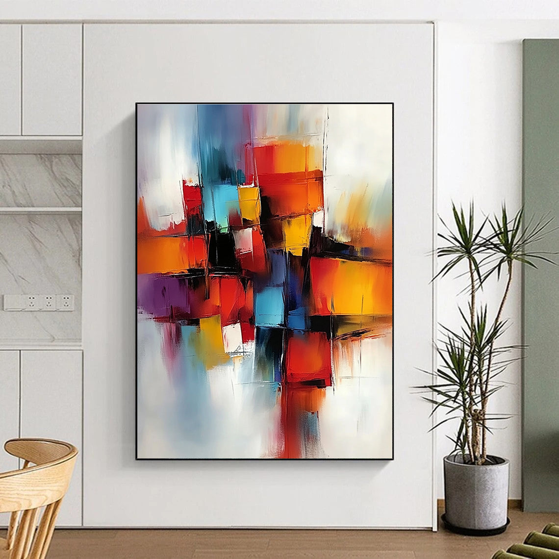 Colorful Cubic Abstract Painting with Vibrant Blocks WINK670
