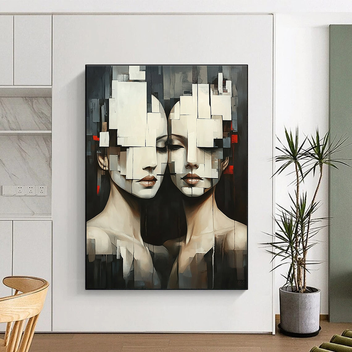 Cubist Faces Modern Abstract Painting for Contemporary Art Lovers GAB1494