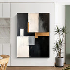 Geometric Abstract Painting with Gold Accents and Modern Elegance WINK508