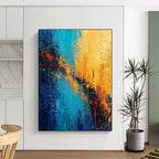 Blue - Orange Abstract Explosion Painting with Fiery Dynamism WINK387