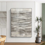 Grey Wavy Lines Textured Abstract Painting for Minimalist Spaces GAB1480