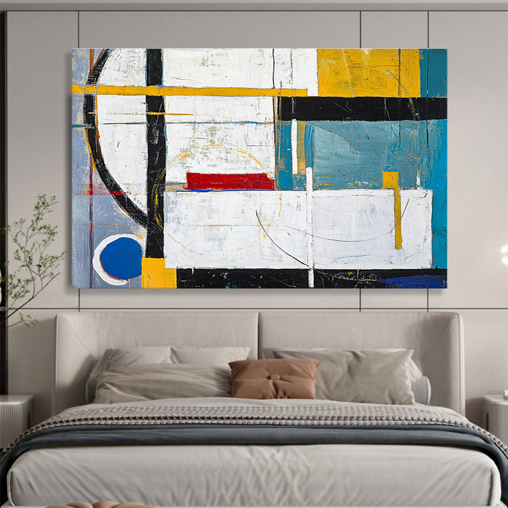 Geometric Color Block Abstract Painting with Structured Vibrant Shapes ABS549