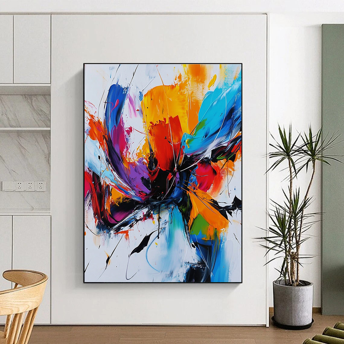 Vibrant Abstract Flower Painting for Bohemian - Styled Living Rooms GAB1141