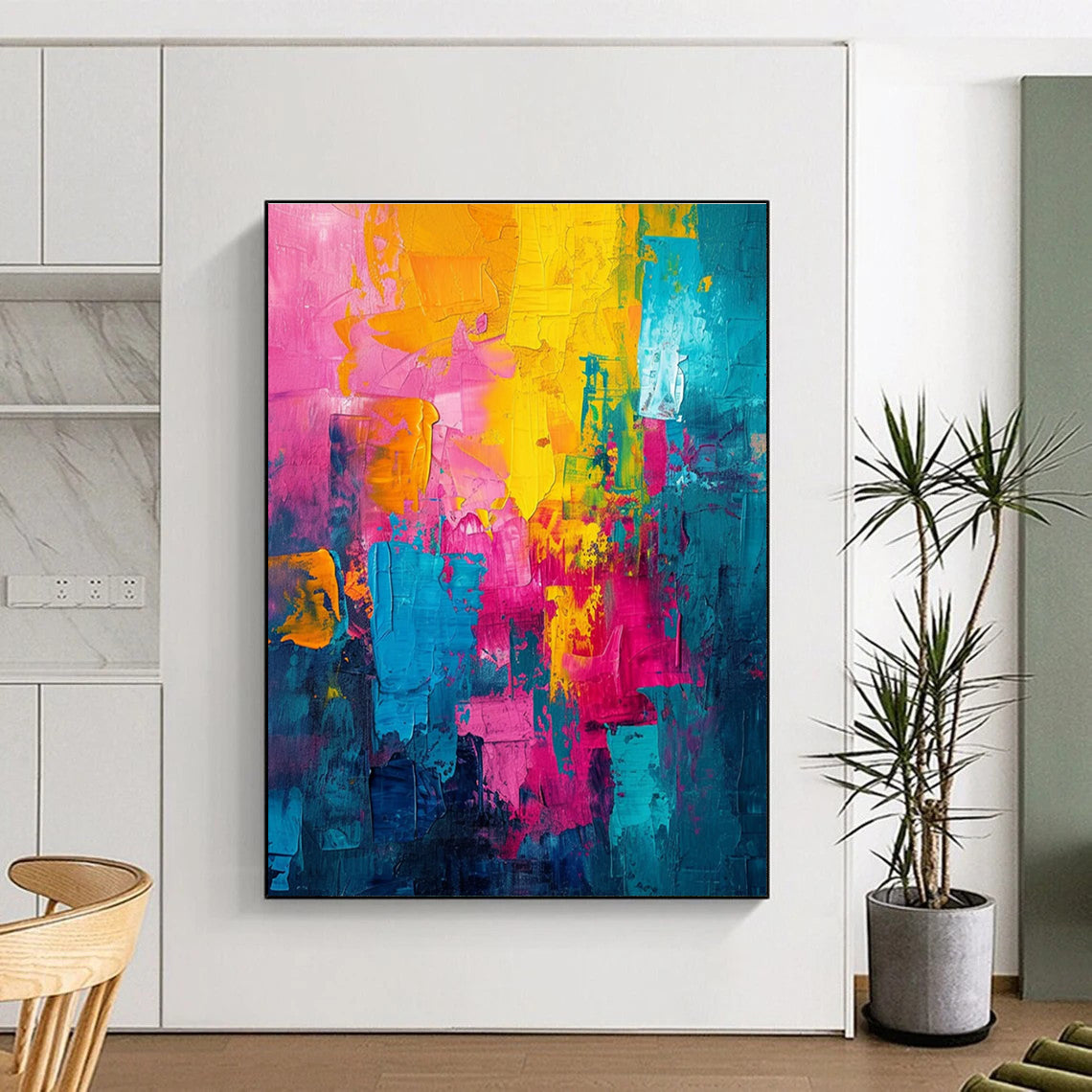 Vivid Color Block Abstract Painting for Modern Living Rooms HENG060