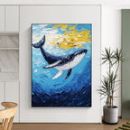 Blue Whale in Ocean Abstract Painting of Marine Majesty GAB0190