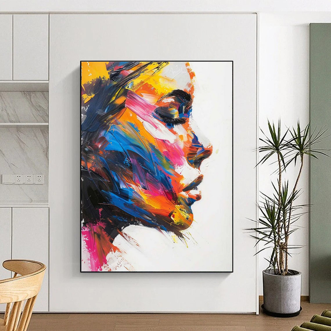 Colorful Portrait Abstract Painting for Creative Agency Meeting Rooms HENG089