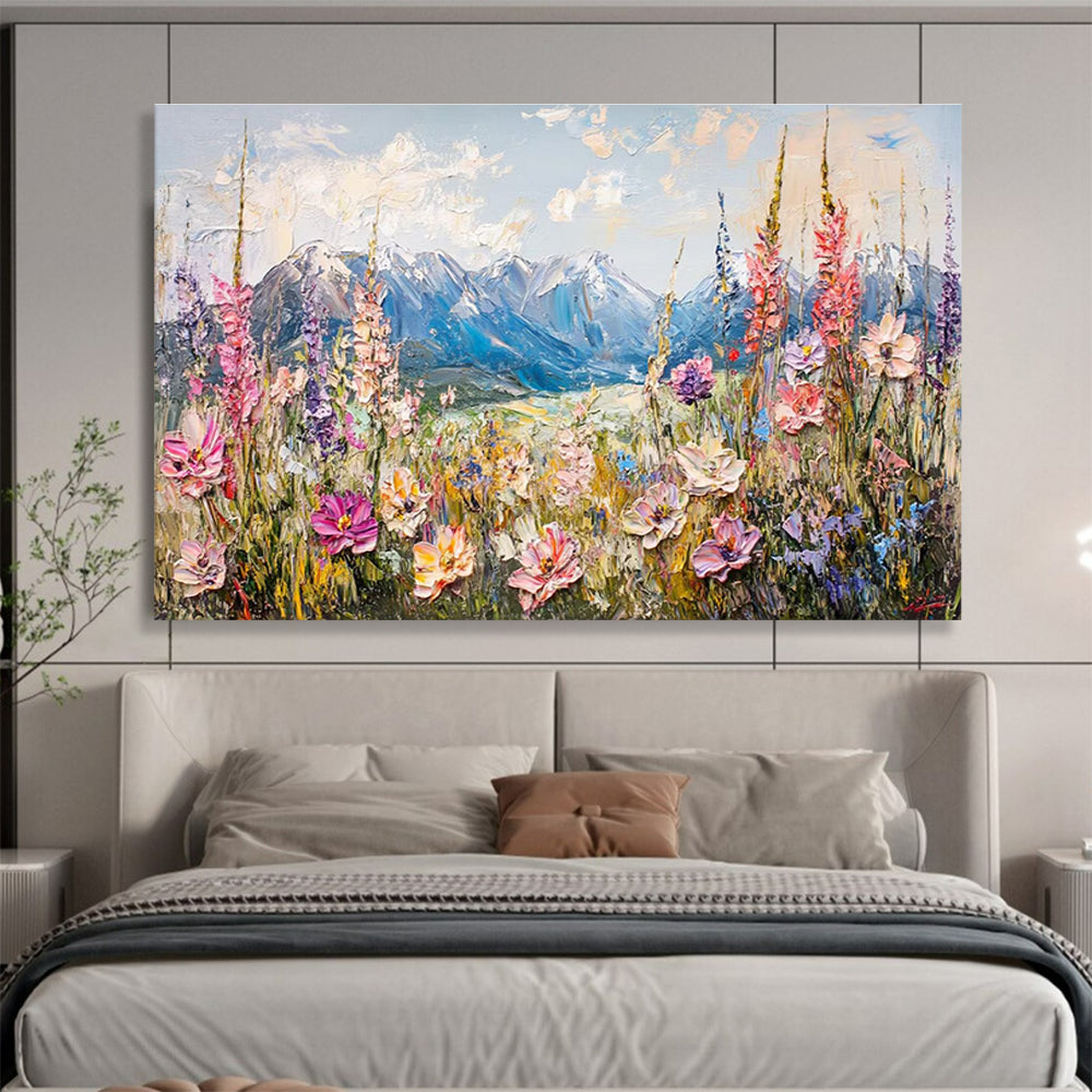 Mountain Flower Abstract Painting for Alpine Lodge Dining Halls YHT411