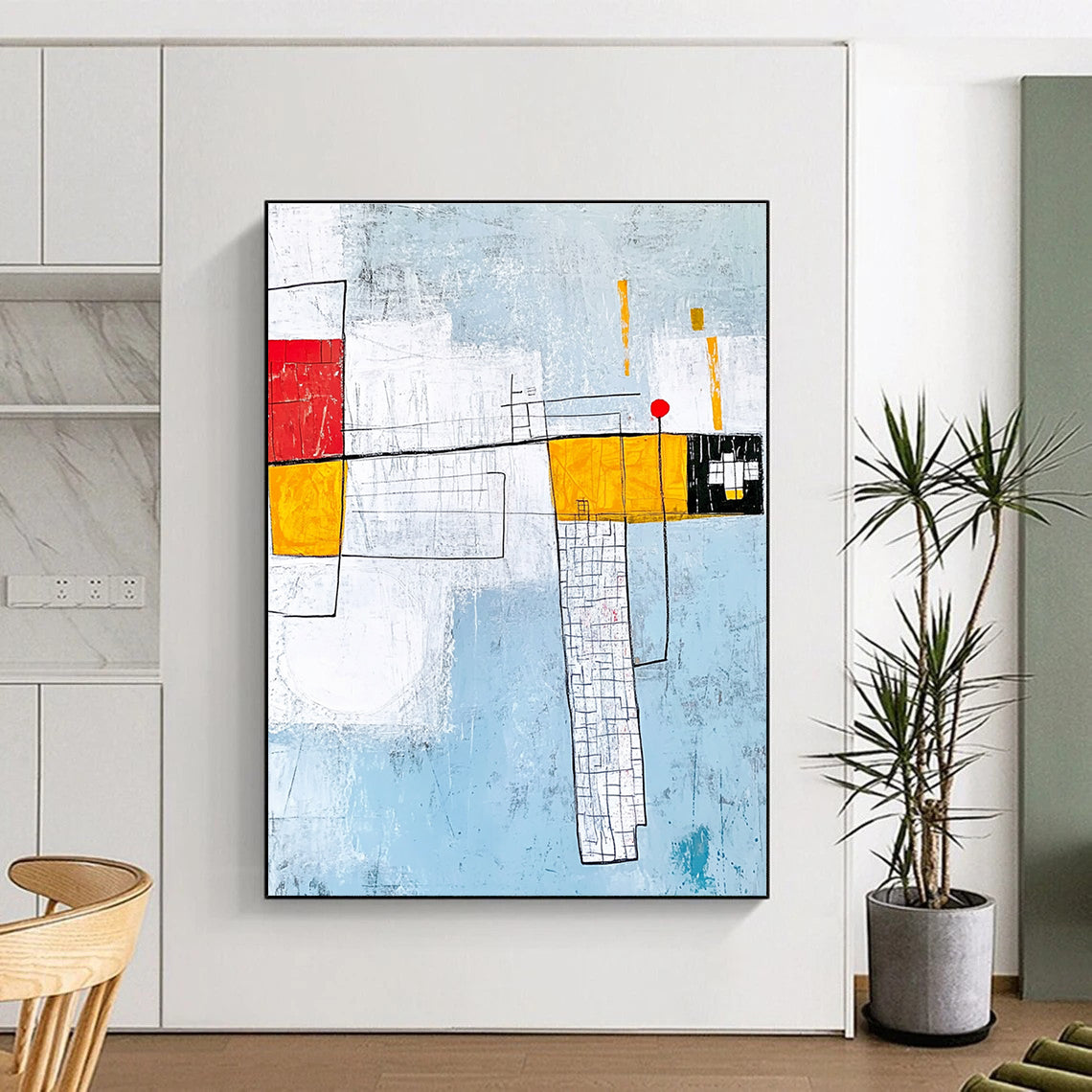Red - Yellow Abstract Composition Painting for Industrial - Chic Lofts GAB1152