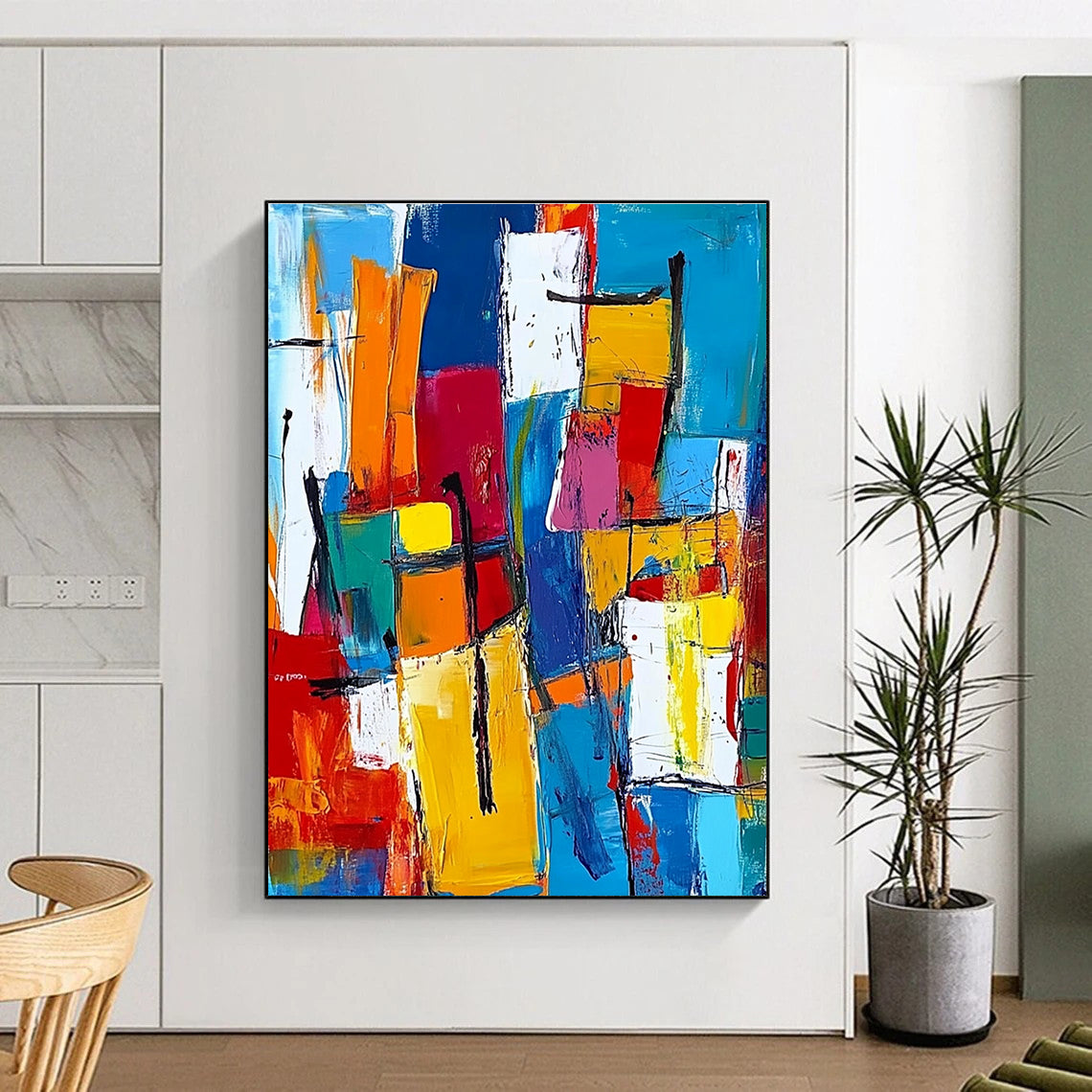 Colorful Geometric Abstract Painting with Vibrant Harmony WINK512