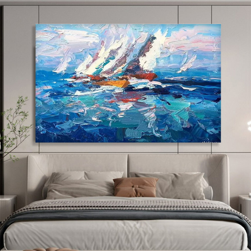 Sailing Boat Abstract Painting for Nautical - Inspired Living Rooms YHT472