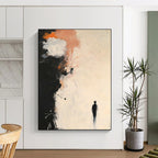Thought - Provoking Solitary Figure Abstract Painting for Contemplative Spaces GAB0686