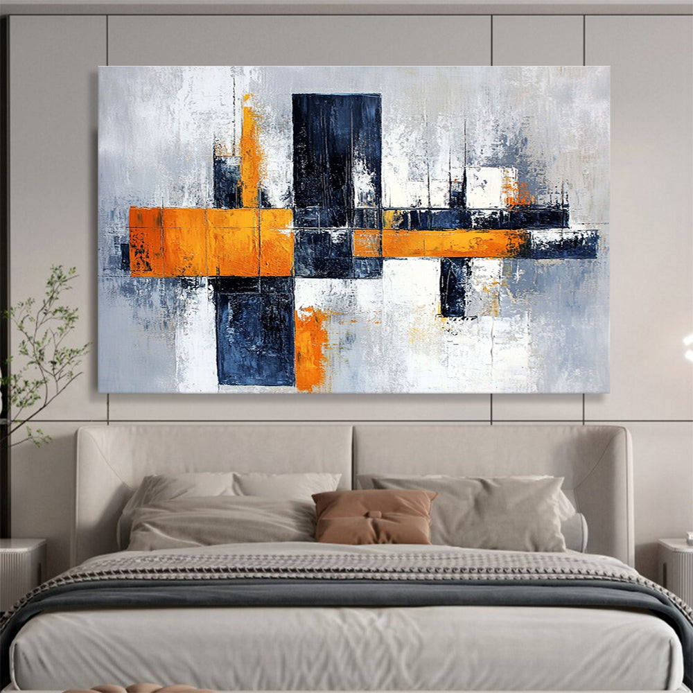 Orange - Gray Abstract Painting with a Modern Industrial Vibe ABS259