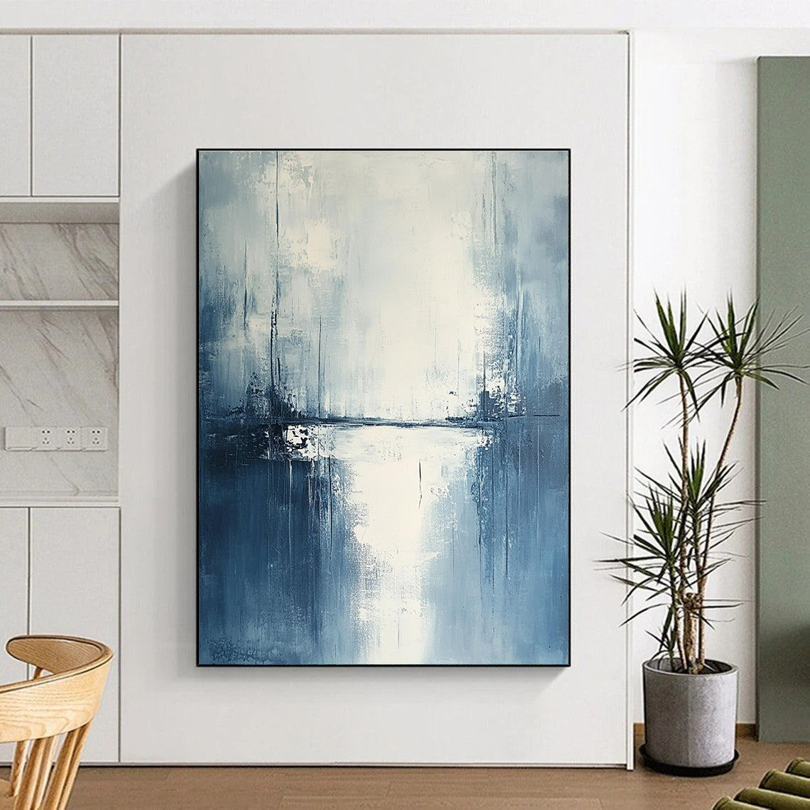 Blue and White Abstract Painting for Coastal - Inspired Bedrooms GAB0782