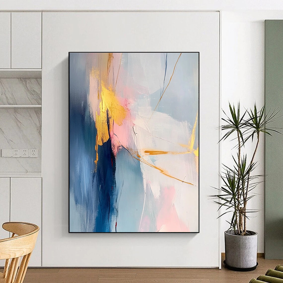 Pink Blue Abstract - Elegant Color - Block Art GAB0551