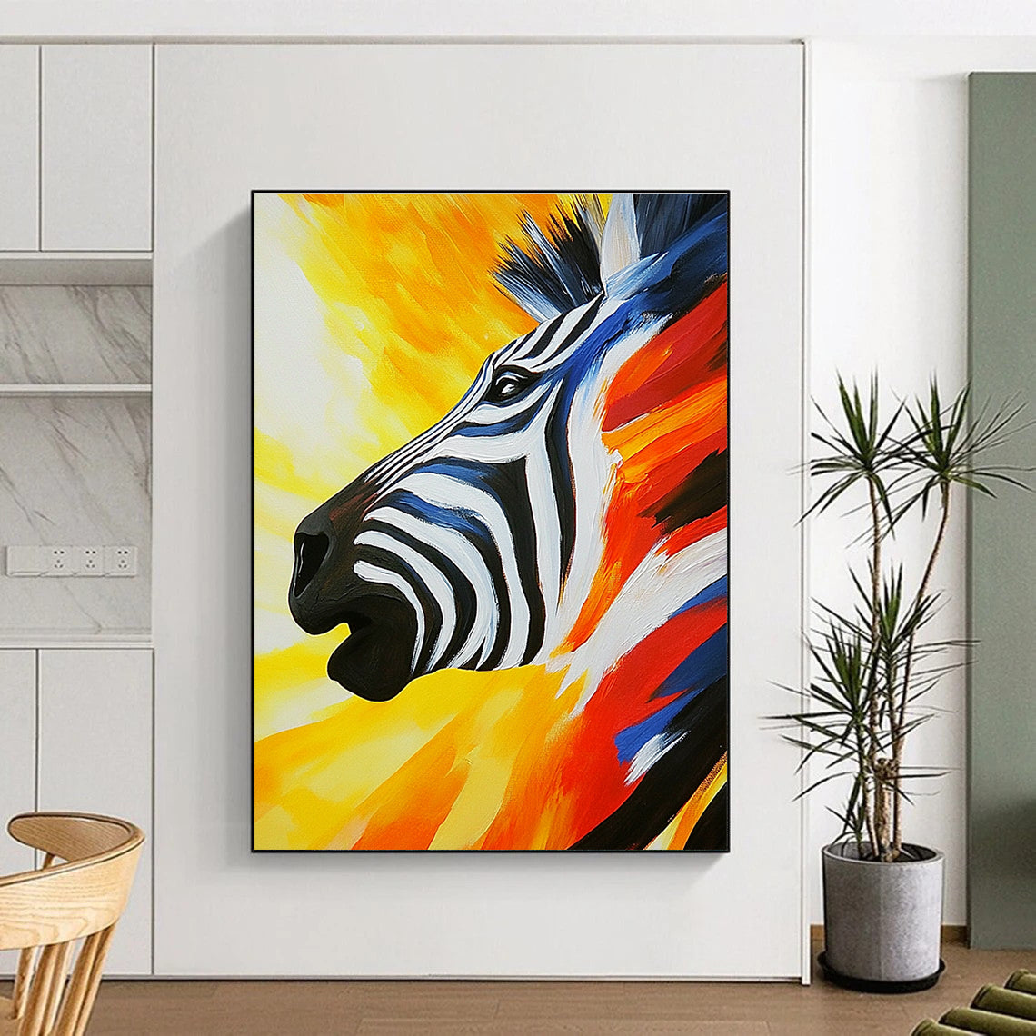 Colorful Zebra Portrait Abstract Painting of Vibrant Wildlife GAB0087