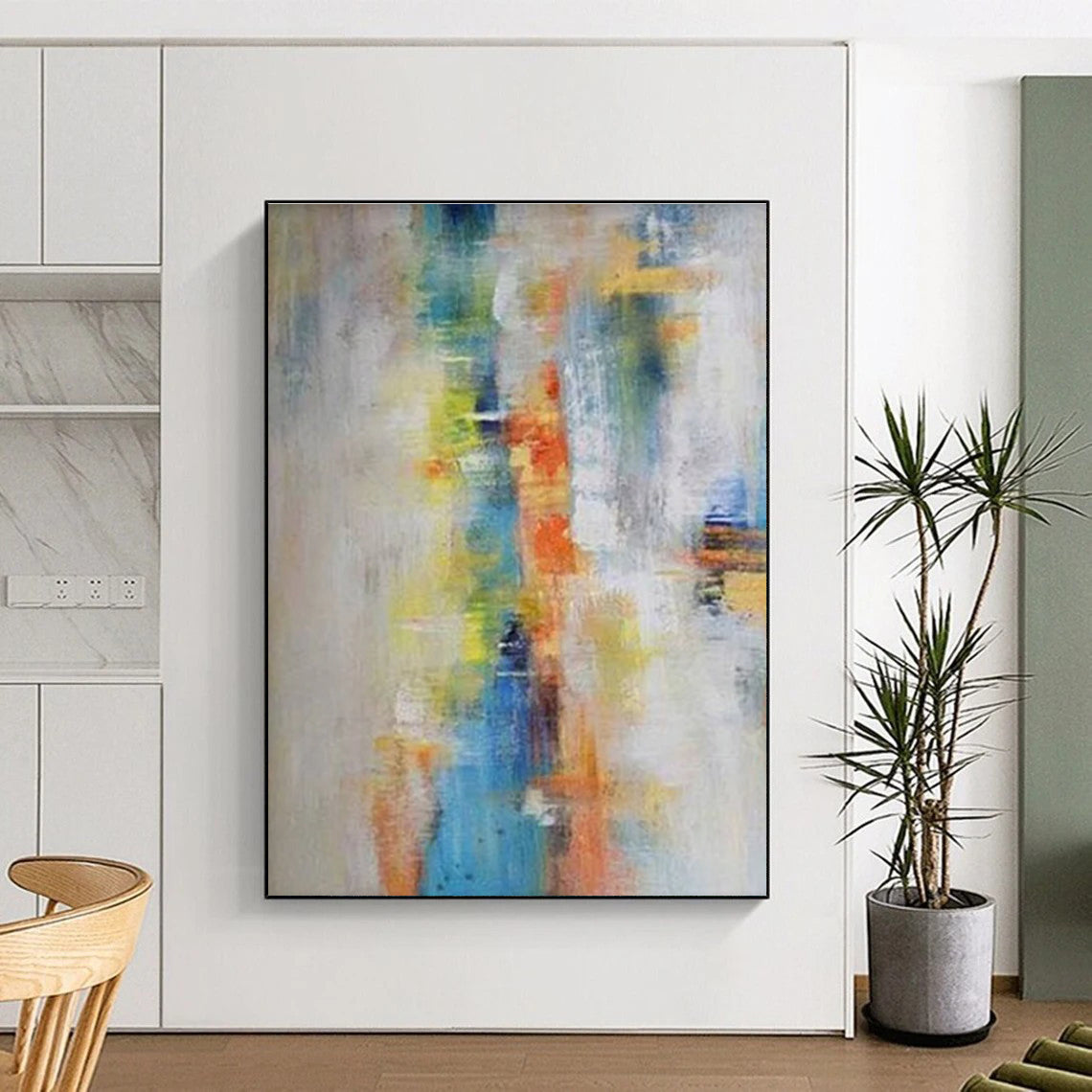 Soft Color Fusion Abstract Painting for Serene Bedrooms HENG412