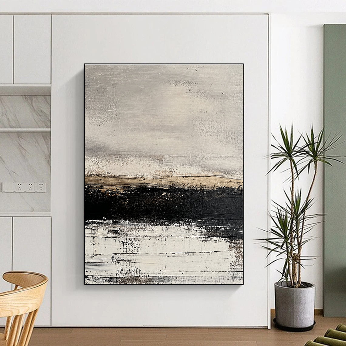 Monochromatic Abstract Landscape Painting with Quiet Mystery WINK344