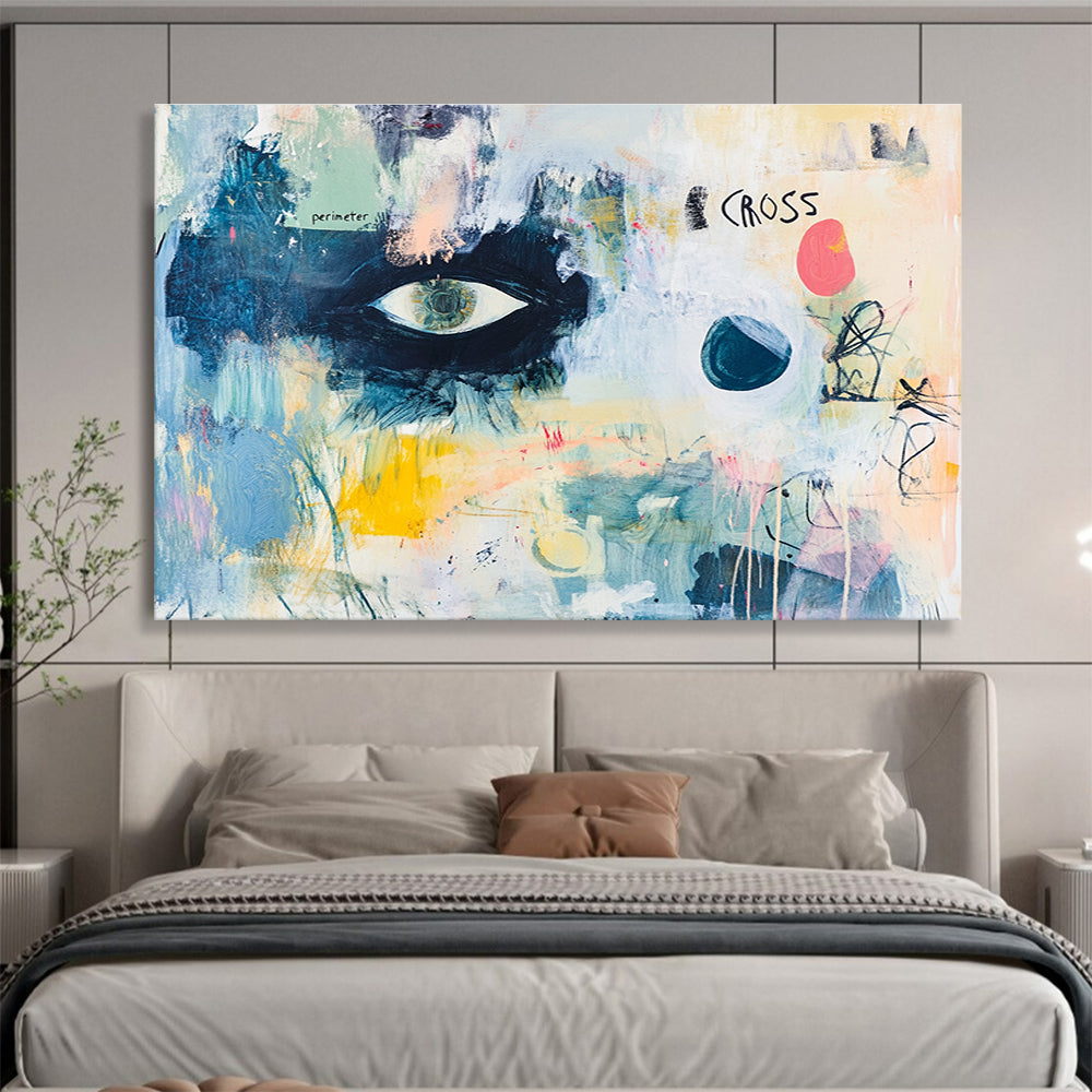 Eye - Themed Abstract Collage Painting with Thought - Provoking Visuals ABS465