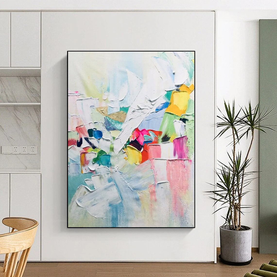 Dynamic Colorful Abstract Composition Painting for Energetic Spaces HENG267