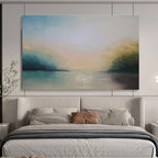 Misty River at Dusk Abstract Painting for Serene Retreats YHT014