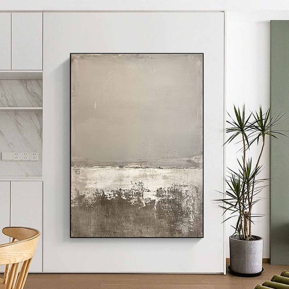 Gray and White Minimalist Abstract Painting with Calm Simplicity WINK249