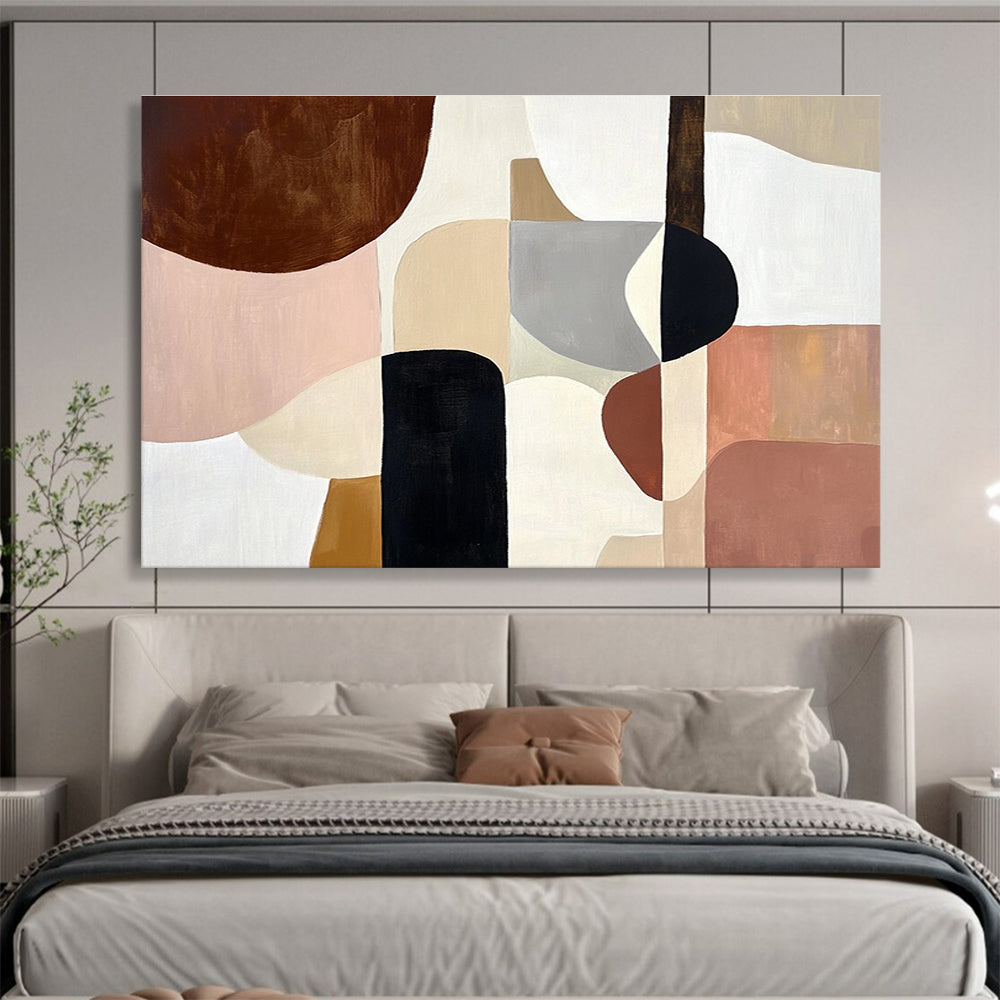 Earth - Toned Geometric Abstract Painting with Warm, Balanced Compositions ABS510