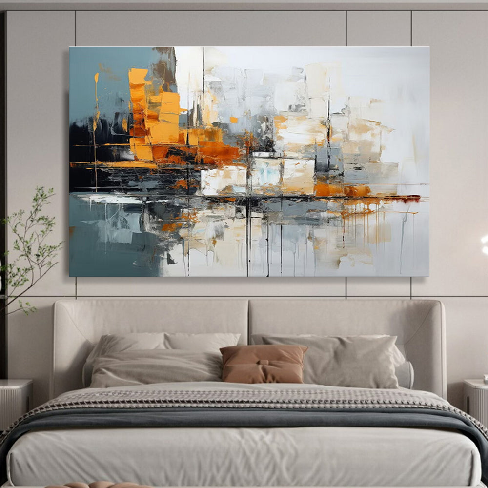 Urban Abstract Landscape Painting with Industrial Tones YHT002