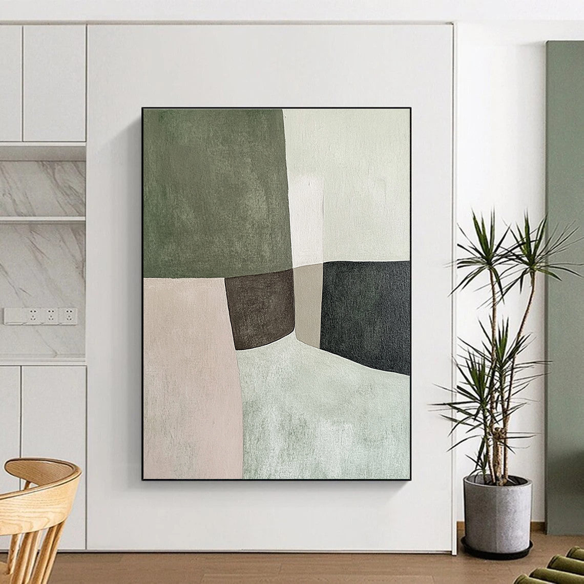 Neutral Block Abstract Painting with Subtle Harmony WINK789