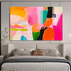Pink and Orange Abstract Painting with Bold, Expressive Energy ABS458