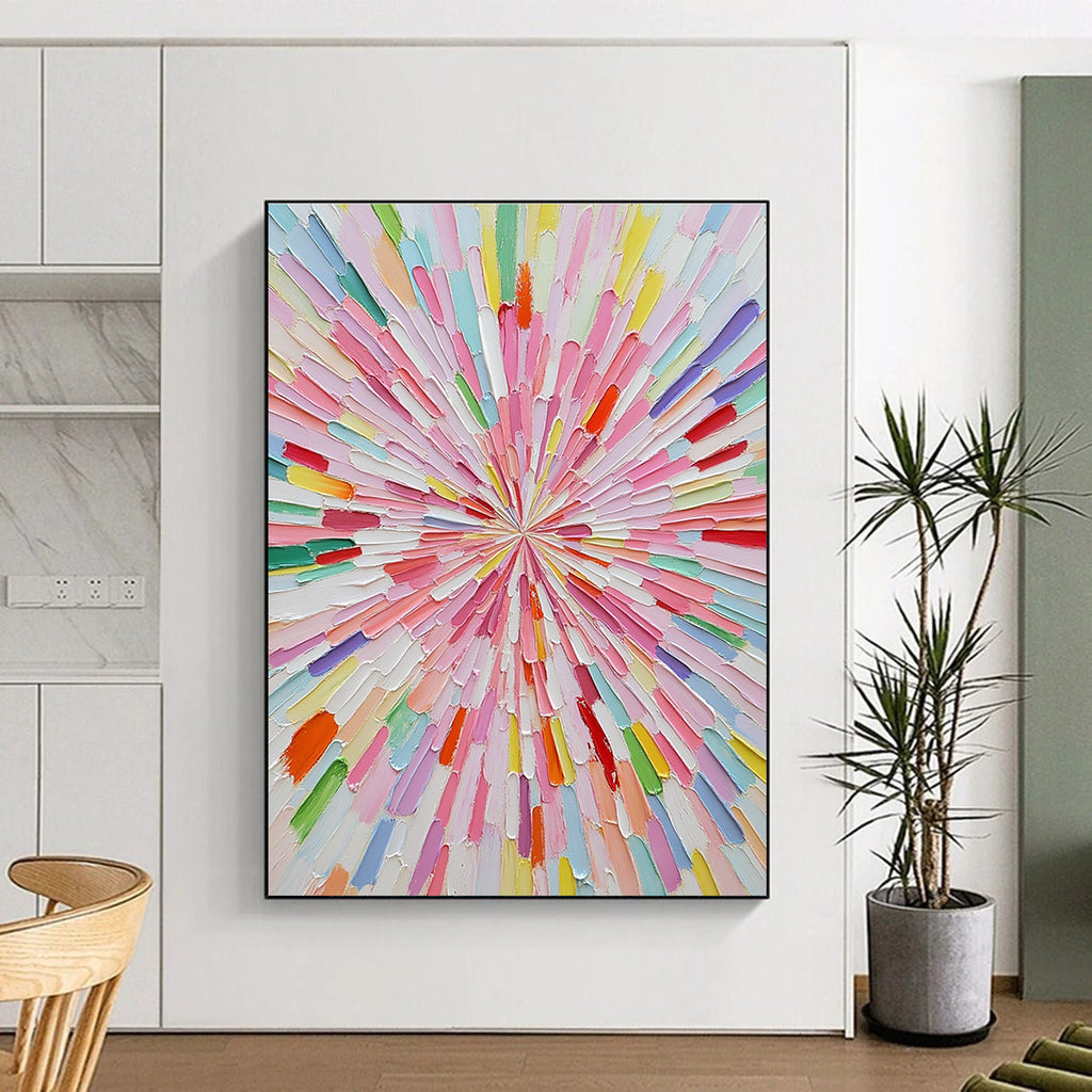 Colorful Radial Burst Abstract Painting with Vibrant Energy WINK124