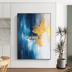 Blue - Gold Abstract Splash Painting with Opulent Energy WINK371