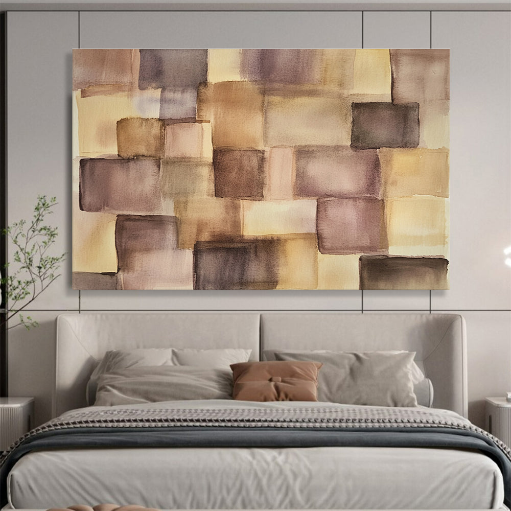 Purple and Brown Squares 2 Abstract Painting with Playful Geometry ABS617