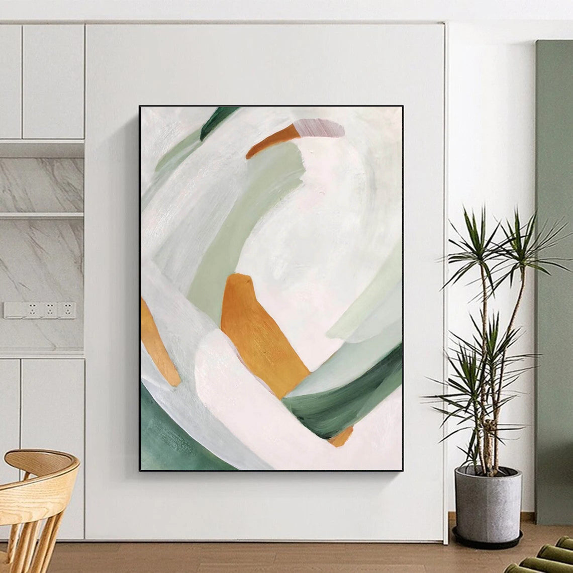Soft Pastel Abstract Shapes Painting for Whimsical Interiors HENG257