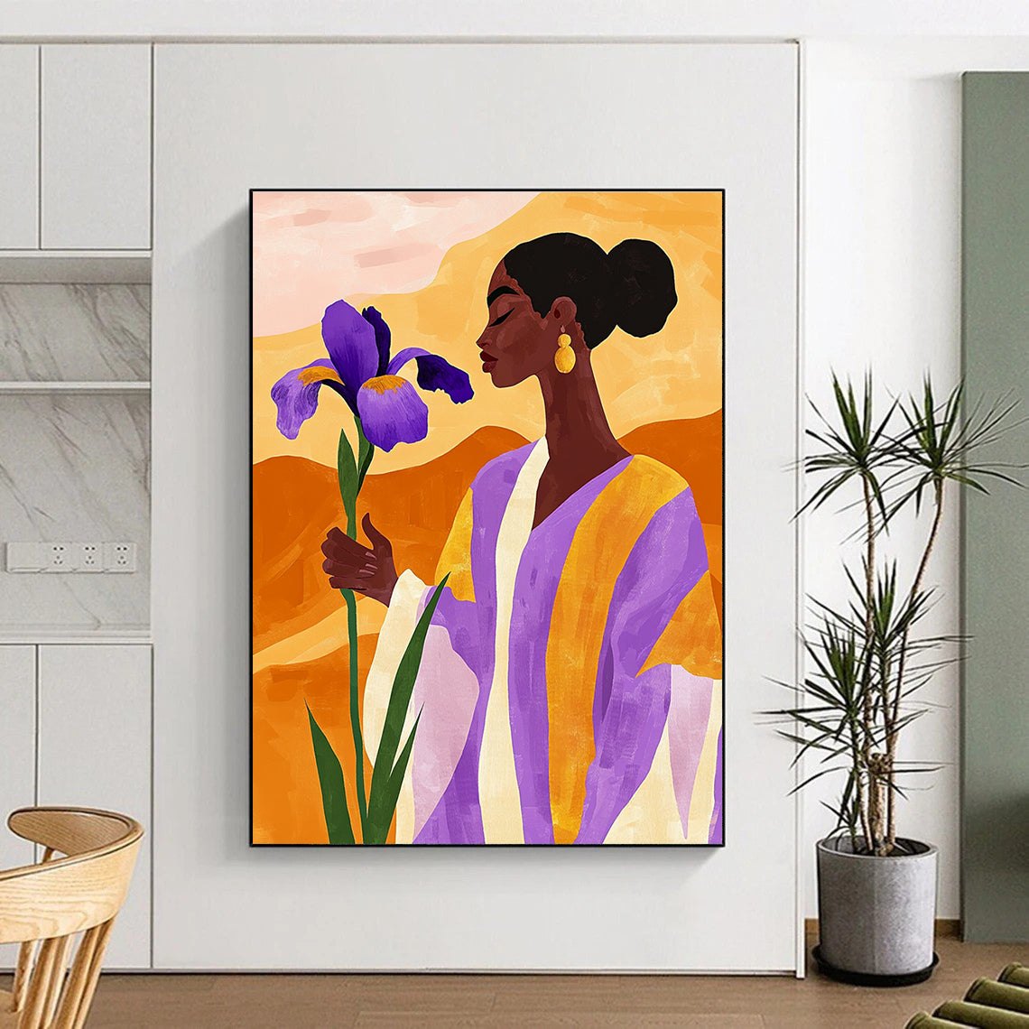 Woman with Iris Abstract Painting for Bohemian - Styled Bedrooms GAB1022