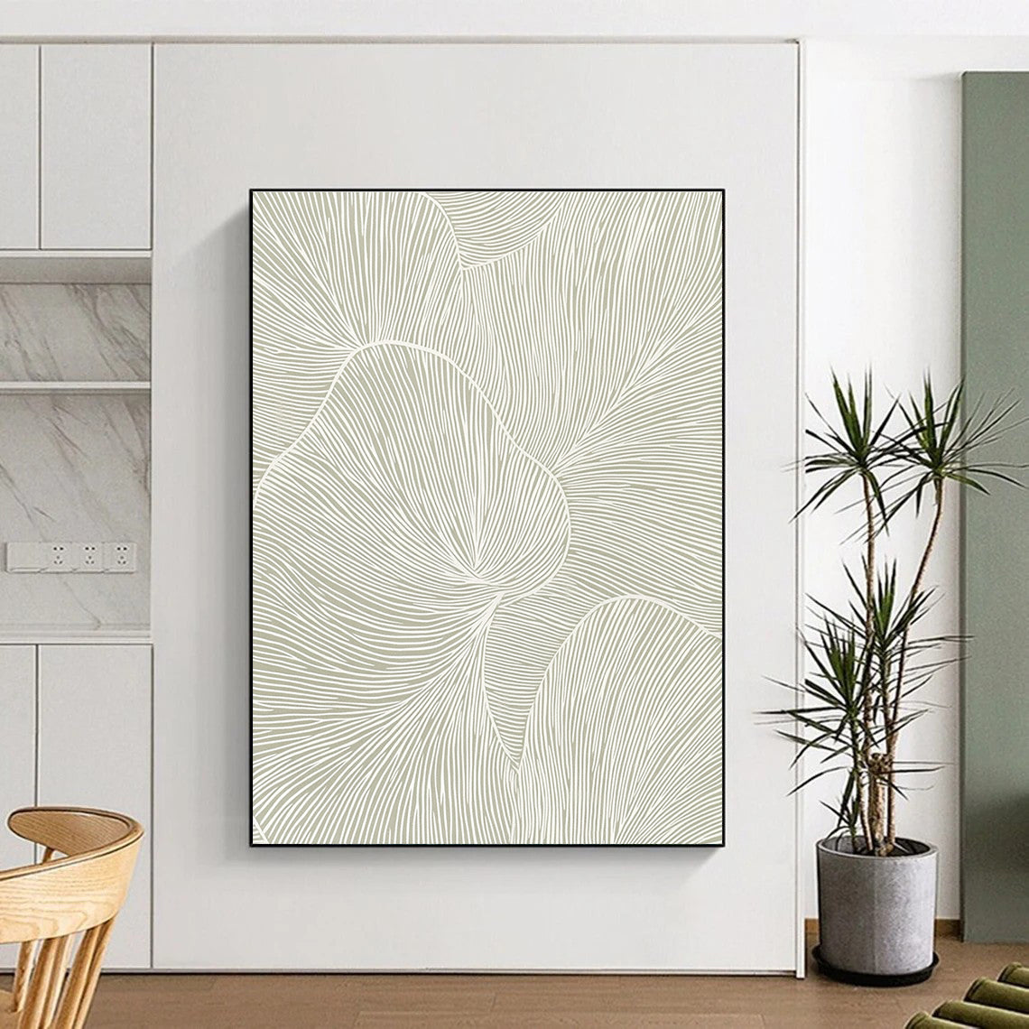 Leaf - like Lines Nature - Inspired Abstract Painting for Calm Spaces GAB1530