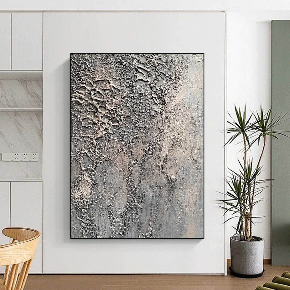 Textured Grey Complexity Abstract Painting of Intricate Surfaces GAB0088