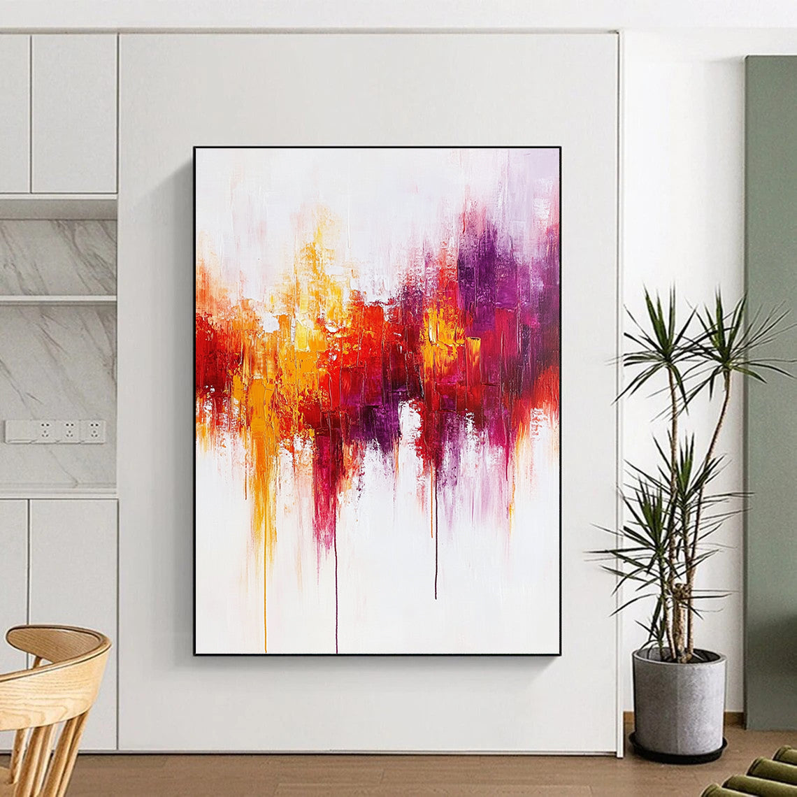 Colorful Drip - Effect Abstract Painting for Bohemian - Style Cafes GAB0891