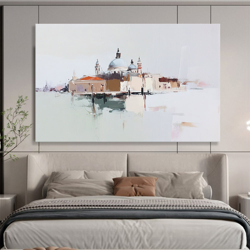 Venice Landscape Abstract Painting with Soft Color Palette ABS285
