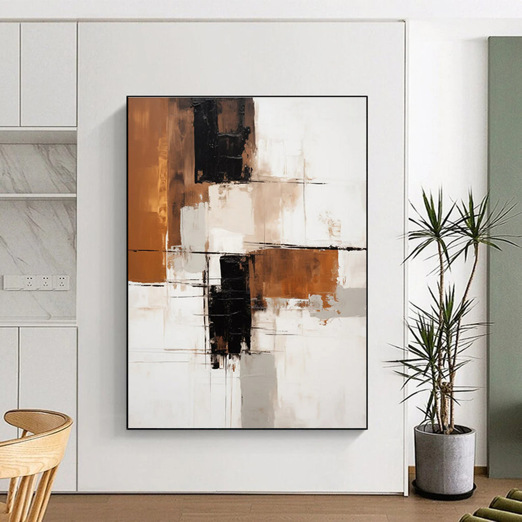 Brown - Black - White Abstract Painting for Industrial - Chic Lofts HENG129