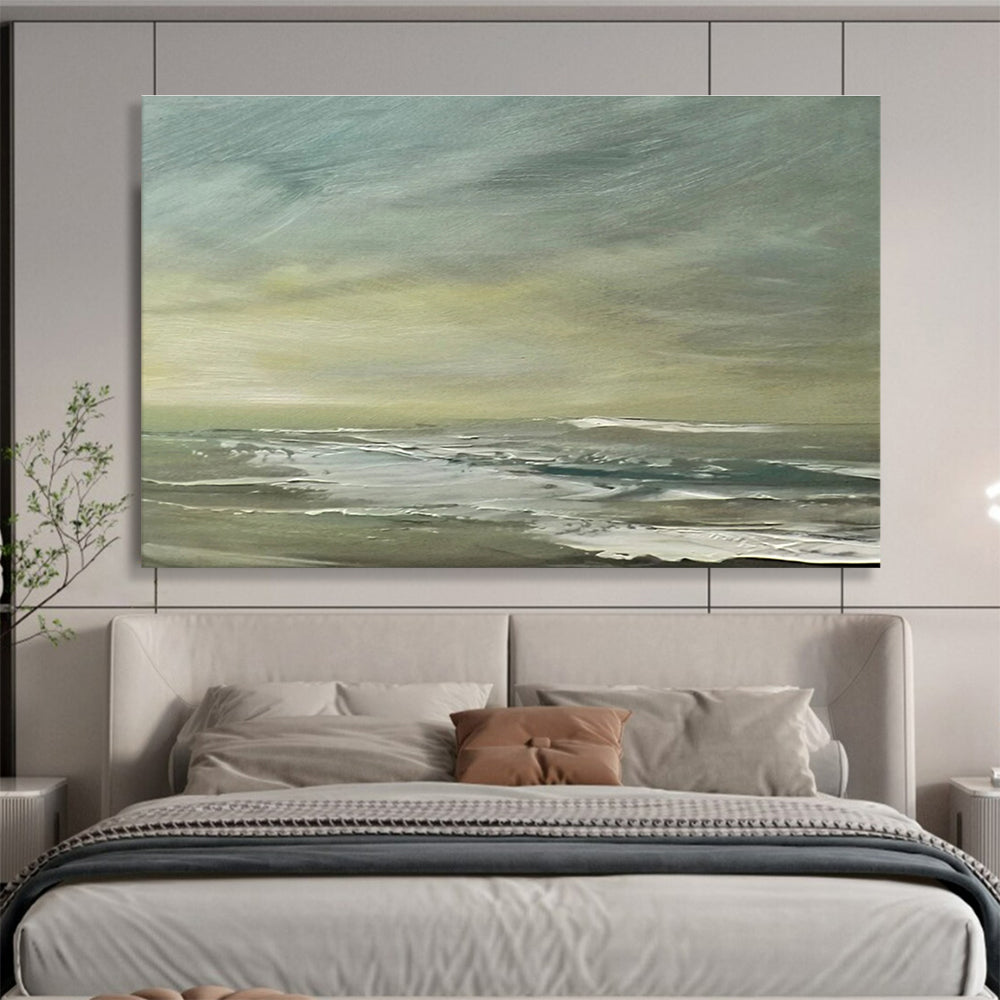 Greenish Sea Abstract Subtle Seascape Painting for Calm Interiors YHT026
