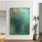 Green and Gold Textured Abstract Painting with Lush Opulence WINK286