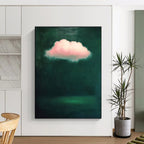 Pink Cloud on Dark Green Dreamy Abstract Painting for Thoughtful Spaces GAB1447