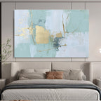 Mint - Gold Abstract Strokes Painting with Subtle, Elegant Accents ABS484