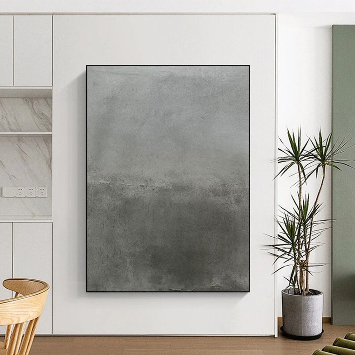 Gray Textured Abstract Painting for Industrial - Style Interiors HENG520