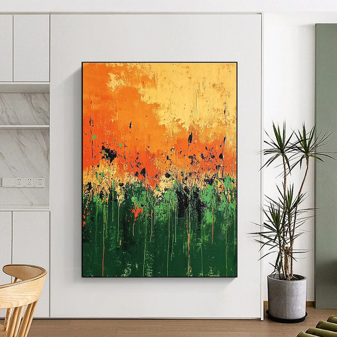 Poppy Field Abstract - Impressionistic Landscape Abstract Painting GAB0638